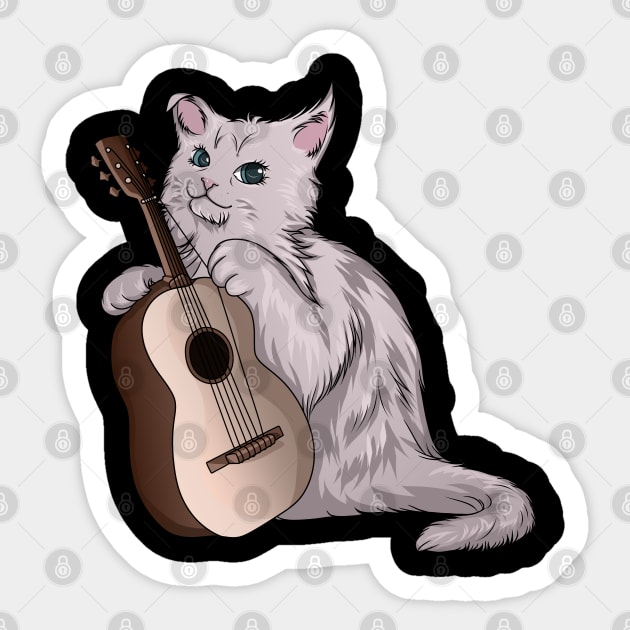 Beautiful cat is playing the guitar Sticker by Markus Schnabel